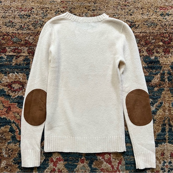 Ralph Lauren Merino Wool & Angora Cream Knit Sweater with Leather Patches XS - Picture 4 of 5